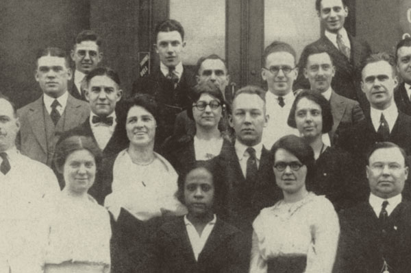 Class photo of the PCOM class of 1921, featuring Dr. Meta Christy, the first Black osteopathic physician