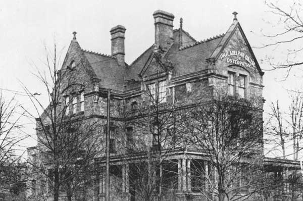 From 1903 to 1908, the Philadelphia College and Infirmary of Osteopathy (PCIO) housed its campus in a seven-story Victorian stone mansion at 33rd and Arch Streets.