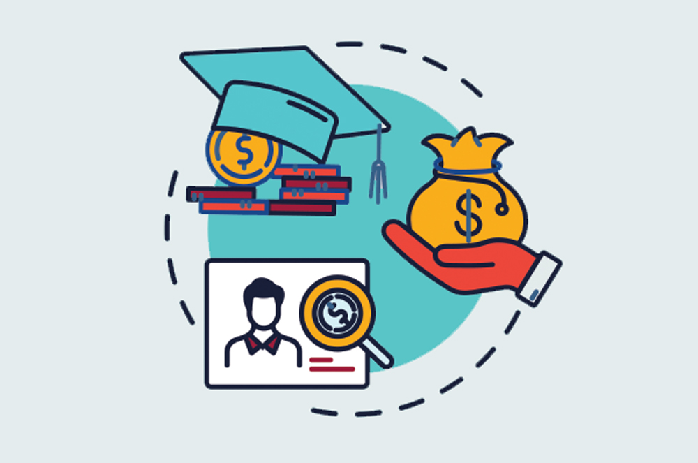 A drawing depicting types of financial aid.