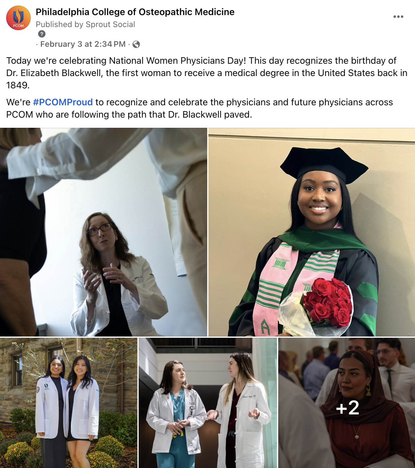 An example of a PCOM Facebook social media post