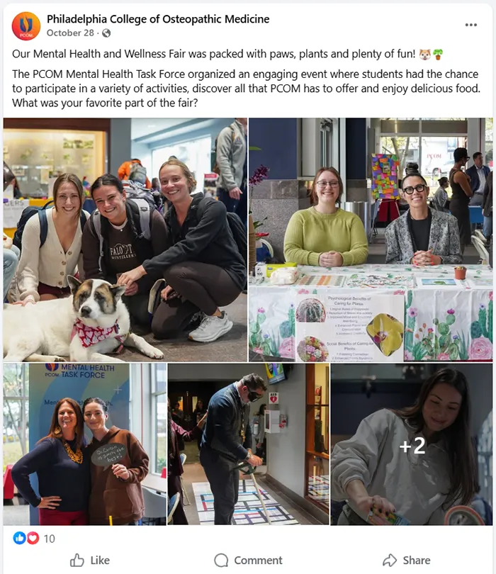 An example of a PCOM Facebook social media post