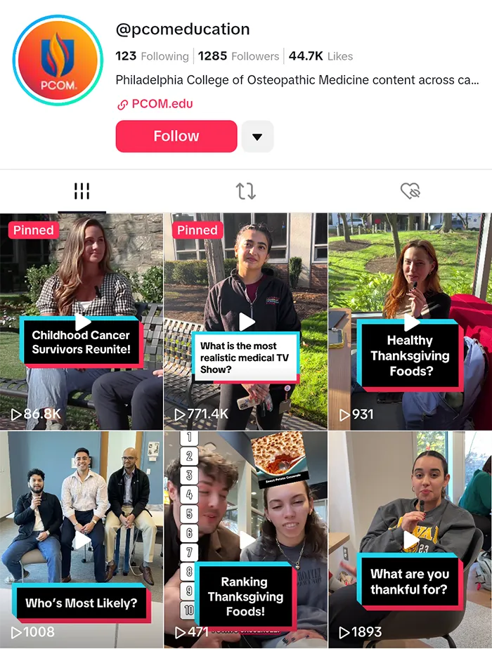 Visit PCOM's TikTok account