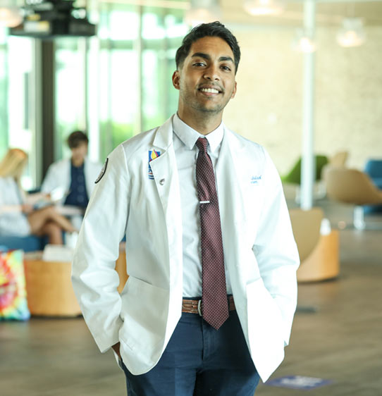 PCOM South Georgia medical student in the front lobby