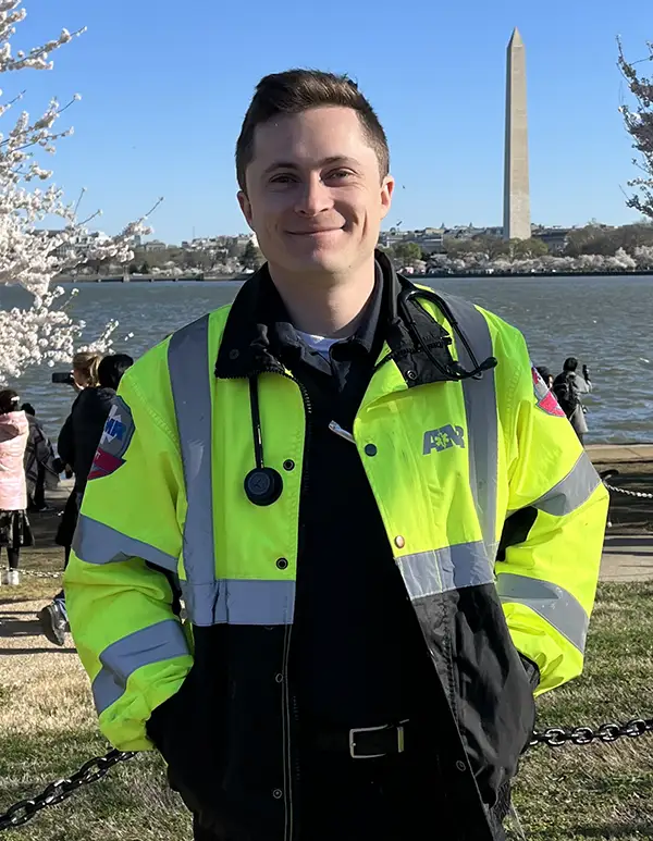 Henry Barsh in Washington D.C. with Washington Monument in background