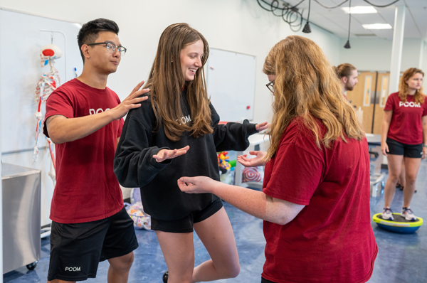 DPT students practice hands-on clinical skills